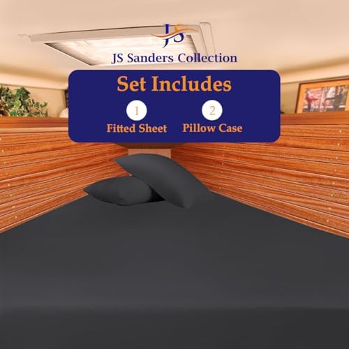 JS Sanders XL V Berth Boat Sheet 3 Pcs 600 TC Egyptian Cotton,Dark Gery