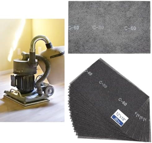 HUAALIUCHE 12"x18" 60 Grit Sanding Screen Sheets (20-Pack) – Professional Silicon Carbide Mesh for Hardwood Floor Screening, Drywall Sanding, and Aggressive Finish Removal – Reusable & Clog-Resistant