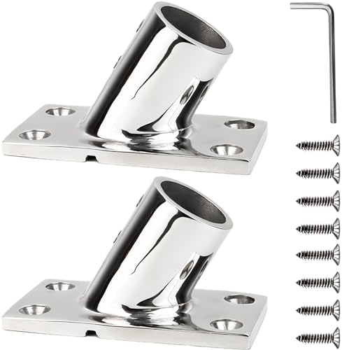YANYUCB Boat Hand Rail Fitting,316 Stainless Steel Rectangular 60/90 Degree Boat Hand Rail Base(1 inch,1-1/4inch,7/8 inch,1-3/16 inch) with L Shape Hex Key and Screws