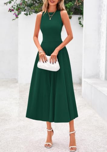 PRETTYGARDEN Women's Summer Pleated Midi Work Dress