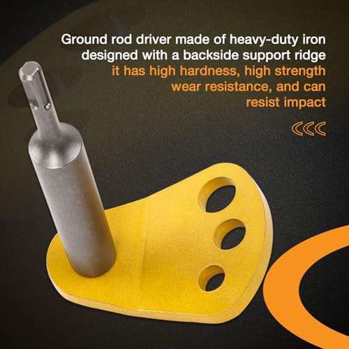 SDS Plus Ground Rod Driver with Adapter Bits Fits 5/8, 1/2, and 3/4 Inch Ground Rods, One-Piece T Post Driver Adapter Bit Fits All SDS Plus Rotary Hammer Drills Tools