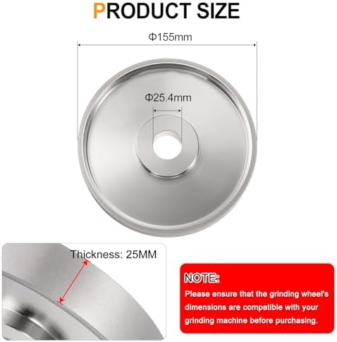 HARFINGTON Diamond Lapidary Wheel 6 Inch x 1 Inch Arbor Hole 500 Grit Grinding Wheels for Stone, Marble, Glass, Ceramics, Crystal, Carbide, Steel