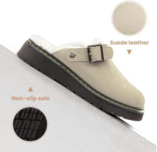 Athlefit Women's Slip On Suede Clogs with Back Strap