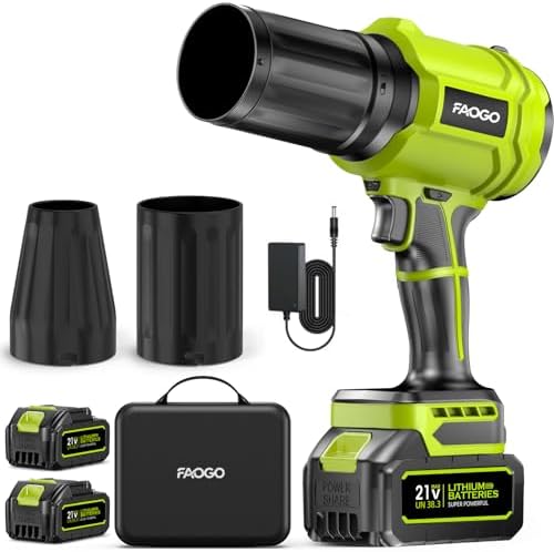 Cordless Leaf Blower with 2 Batteries & Charger - 990,000 RPM Electric Handheld Blower, Lightweight for Lawn, Yard, Patio, Garden Care - Light Green