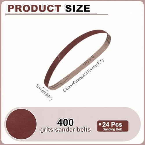 HARFINGTON 3/8 x 13 Inch Sanding Belts, 24 Pcs 400 Grits Aluminum Oxide