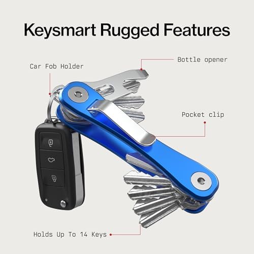 KeySmart Rugged Keychain Multitool Key Holder, Up to 14 Keys