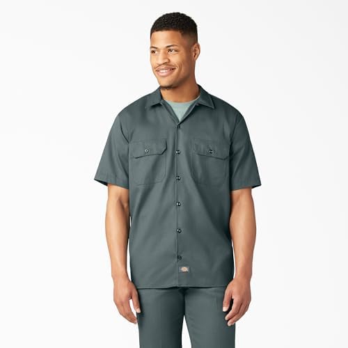 Dickies Men’s Short Sleeve Work Shirt – Durable Twill Button Down Shirts for Men, Lightweight Uniform for Daily Wear
