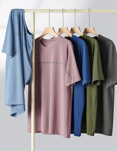 Liberty Imports 5 Pack Men's Active Quick Dry Crew Neck T Shirts