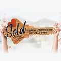 Customized Real Estate Sold Key Prop - Personalized Giant Key Sign For Realtors - Custom Sold Key For Real Estate Marketing - Real Estate Closing Prop House Key - Brown Wood Heart Style Size L