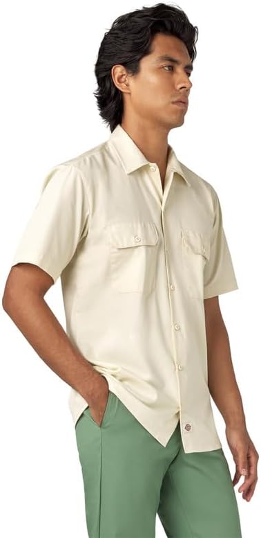 Dickies Men’s Short Sleeve Work Shirt – Durable Twill Button Down Shirts for Men, Lightweight Uniform for Daily Wear