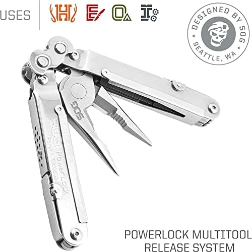 SOG Powerlock Heavy Duty 18 Multitool Pliers with Ballistic Nylon Sheath (Satin)