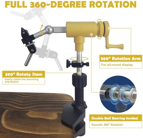 Riverruns II Generation Rotary Fly Tying Vise 360 Degree Rotation Ultra Light Rotary Fly Vise