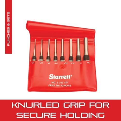 Starrett Drive Pin Punch Set, 8-Piece, 4" Length