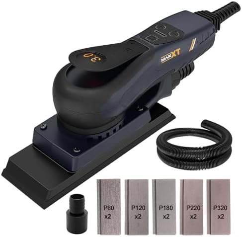 MAXXT Brushless Sheet Sander Electric 3mm Orbital 350W 3A Multi-function 10000RPM Variable Speed Corded Orbital Sanders Machine with 10 Sanding Paper for Woodworking Palm Sander Finishing Sander