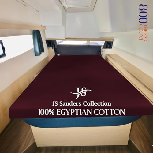 JS Sanders AFT Berth Boat Sheet 1 Pcs 600 TC Egyptian Cotton, Wine
