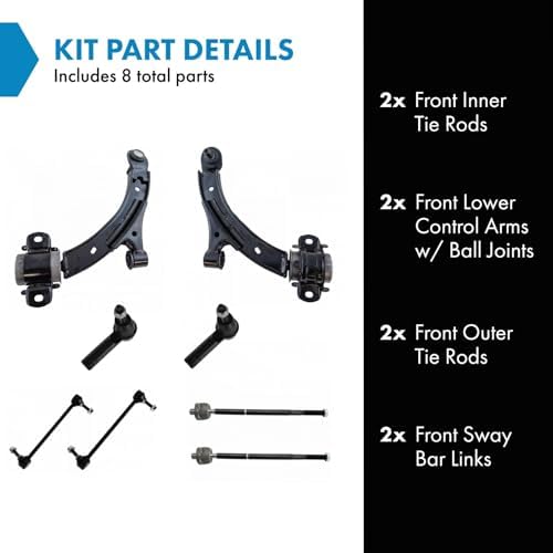 TRQ Front Steering & Suspension Kit Control Arm with Ball Joint Sway Bar