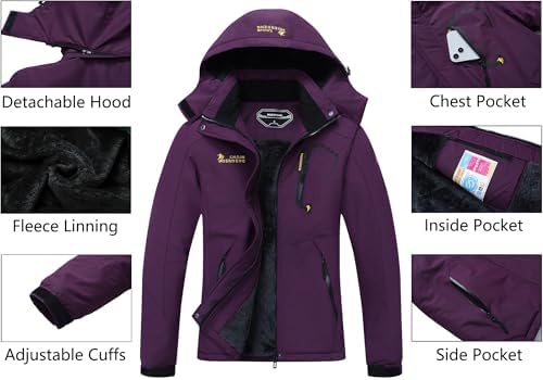 MOERDENG Women's Ski Jacket Warm Winter Coat Snowboarding Jacket
