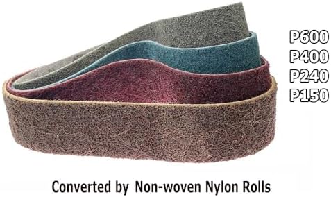 8 x 2 inch Rubber Expansion Centrifugal Wheel Working with Zirconia/Non-Woven Nylon Sanding Bands (Nylon Belts 4 pcs Mix)
