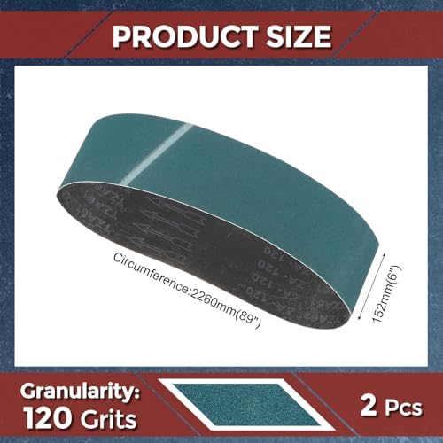 2 Pcs Sanding Belts 6 x 89 Inch 120 Grit Zirconia