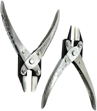 2 Pack - 5in Parallel-Action Pliers with Flat Nylon Jaws & Round Jaw Combination + Smooth Flat Nylon Jaws - Jewelry Making, Wire Looping, Wire Bending, Beading Jewelry Pliers