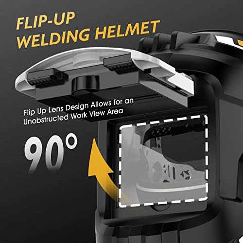 TOOLIOM Flip-Up 3.94 x 3.66 Lens Welding Helmet for MIG, TIG and Stick