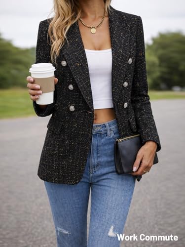 Mina Self 2026 Women's Fall Tweed Blazer Plaid Jacket Business Casual Coat