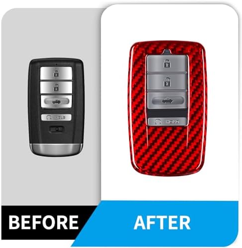T-carbon Key Fob Cover Fits Acura MDX 2023,Real Glass Fiber Key Fob Case Fits Acura 2022 RDX RLX NSX ILX TLX TLX-L CDX Key Shell Protector Keyless Smart Remote Accessories RED