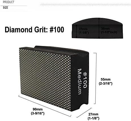 SHDIATOOL 2PCS Diamond Hand Polishing Pads 100 Grit for Glass & Tile