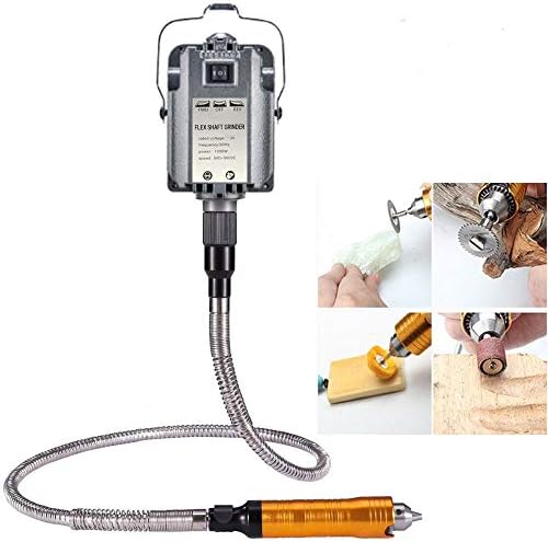 1000W Rotary Tool Flex Shaft Electric Hanging Grinder Carver, Forward and Reverse Rotation, Multi-Function Metalworking Jewelry Repair Kit, Foot Pedal Control, Metal Flexible Shaft, 30000 RPM