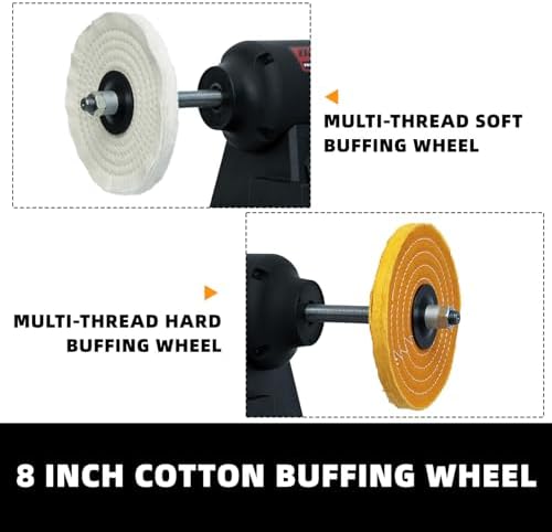 BUCKTOOL 8" 1HP VFD Variable Speed Benchtop Buffer Polisher,900-3600RPM