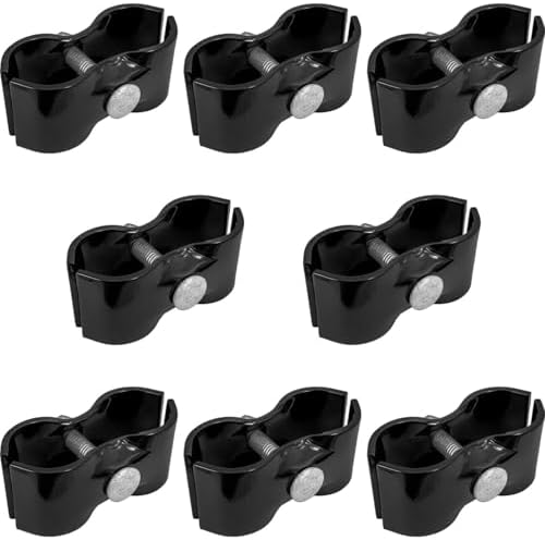 1-3/8" Black Chain Link Fence Panel Clamps with Bolts and Nuts - Saddle Clamps for Dog Kennels and Temporary Fencing (8 Pack)