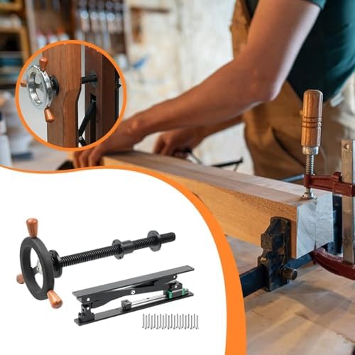 Bench Screw Leg Vise, Workbench Inertia Leg Clamps with Handwheel & Parallel X-Bracket, Stainless Steel Screws, Heavy Duty Woodworking Table Vise Clamps Set for DIY Accessories (Silver)