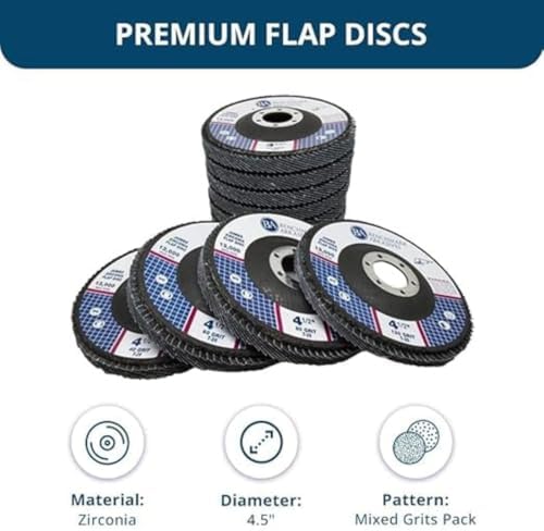 Benchmark Abrasives 4.5" x 7/8" Zirconia Type 29 Flap Discs, Mixed Grit