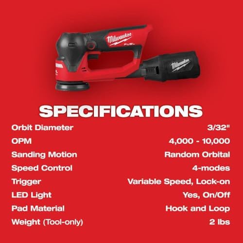 v For Milwaukee M12 FUEL 3 Inch Random Orbital Detail Sander (Bare Tool) + TPT Premium cart storekid