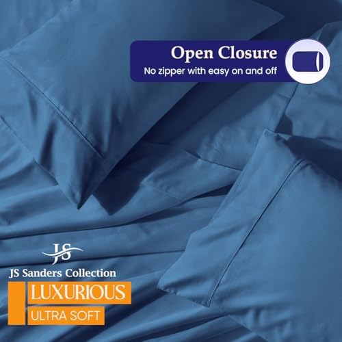 JS Sanders XL V Berth Boat Sheet 3 Pcs 600 TC Egyptian Cotton,Mediterranean Blue