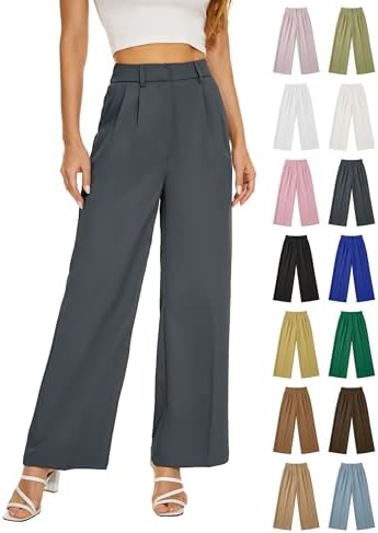 KICZOY Women Casual Wide Leg Dress Pants High Waist Lightweight Flowy Pants