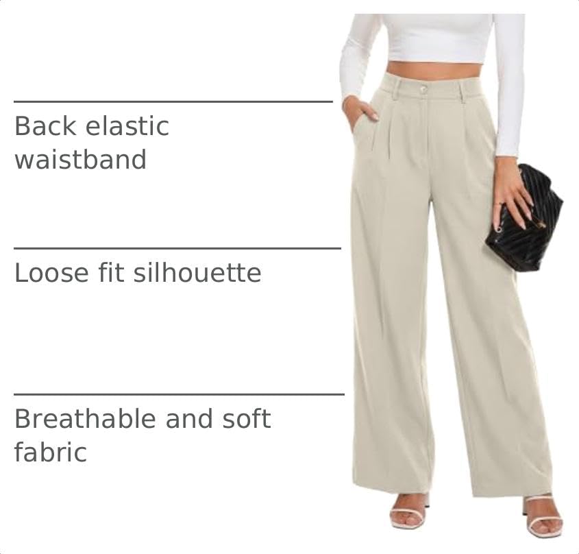 KICZOY Women Casual Wide Leg Dress Pants High Waist Lightweight Flowy Pants