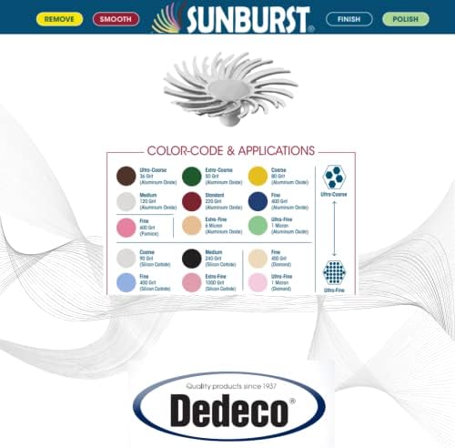 Dedeco Sunburst Radial Bristle Discs - 1/2” (12mm) Dia, Snap On, TC Bristles - Cleaning Buffer Polisher Rotary Tool Accessories, Medium 120 Grit, White Aluminum Oxide - 30 Piece Per Pack