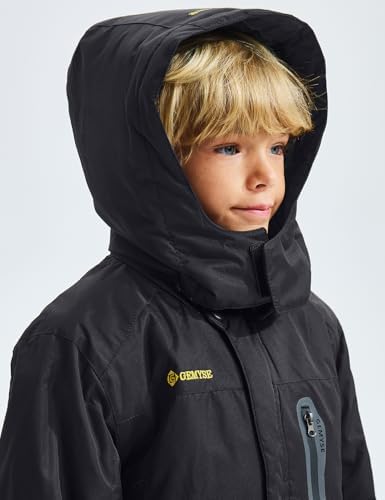 GEMYSE Boy's Waterproof Ski Snow Jacket Fleece Kids Winter Coat with Hood