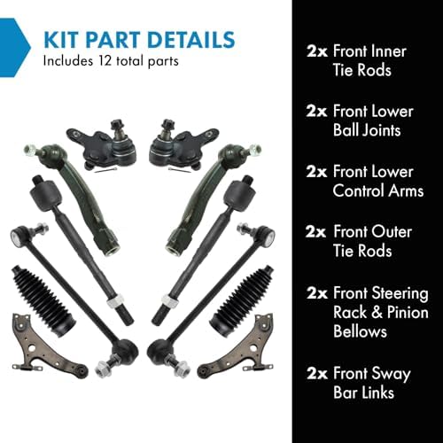 TRQ Front Steering and Suspension Kit Tie Rods Control Arms Ball Joints