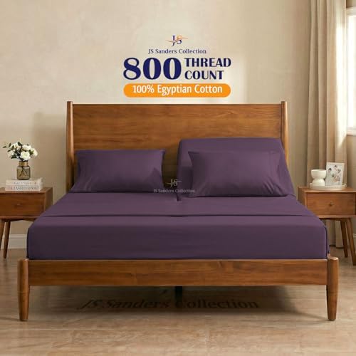 JS Sanders Collection Split Head Sheet Set 4PC King Size, Plum