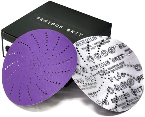 Serious Grit - 6-Inch P150 Grit Ceramic Multi-Hole Sanding Discs - 50 Pack