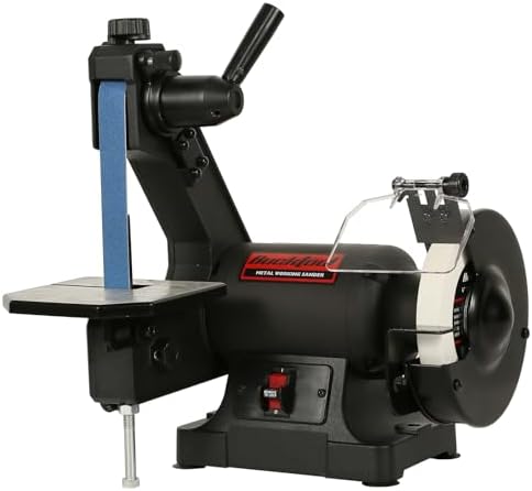 BUCKTOOL Low Speed Belt Grinder Combo for Metal,1x30" Belt,6" Grinder,2.1A