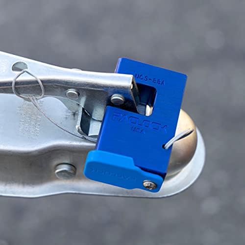 PACLOCK's 88-Series Shrouded Trailer Coupler Lock, UCS, High Performance 6-Pin Cylinder, Keyed Differently w/ 2 Keys, Blue