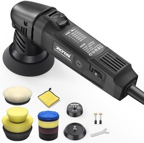 ZOTA Mini Buffer Polisher,2"/3"-8mm Random Orbital polisher,Lightweight Professional Small Polisher for Car Detailing(Black)