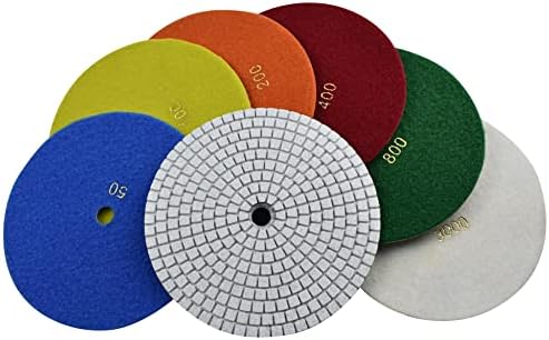 7 Step 7" Wet Diamond Polishing Pads Abrasive Set, Great for Granite Travertine Marble Stone