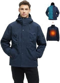 VOPOKER Mens 3 in 1 Winter Coats Waterproof Warm Fleece Jacket With Multi-Pockets