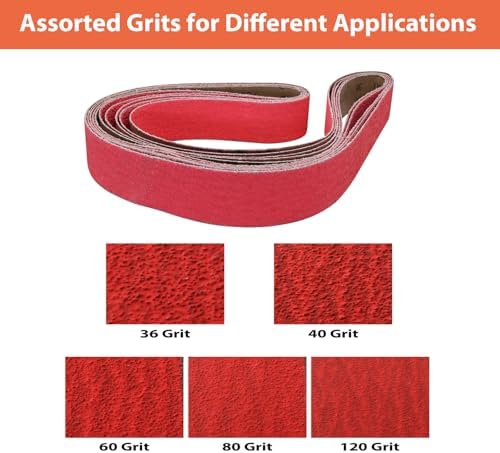 2 x 72 Ceramic Grinding Belts, 36 40 60 80 120 Grits, 5 Pack