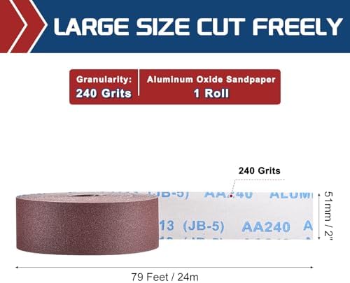 Sandpaper Roll 2Inch 79FT 240Grit Aluminum Oxide Emery Cloth Roll