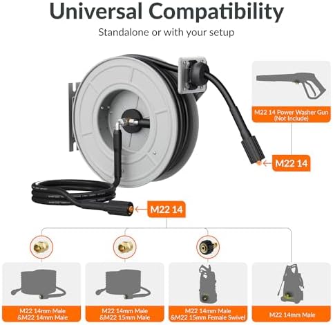 Giraffe Tools Pressure Washer Hose Reel 65ft, 3200 PSI